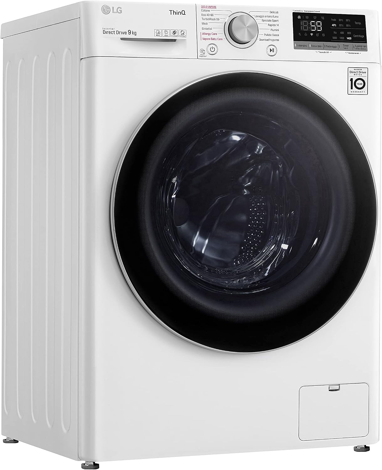 LG F4WV509S1E 9 kg AI DD™ – Intelligente Inverter-Waschmaschine mit Dampfreinigung, WLAN und TurboWash