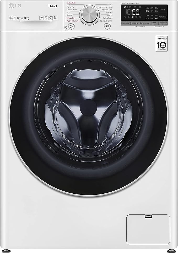 LG F4WV509S1E 9 kg AI DD™ – Intelligente Inverter-Waschmaschine mit Dampfreinigung, WLAN und TurboWash