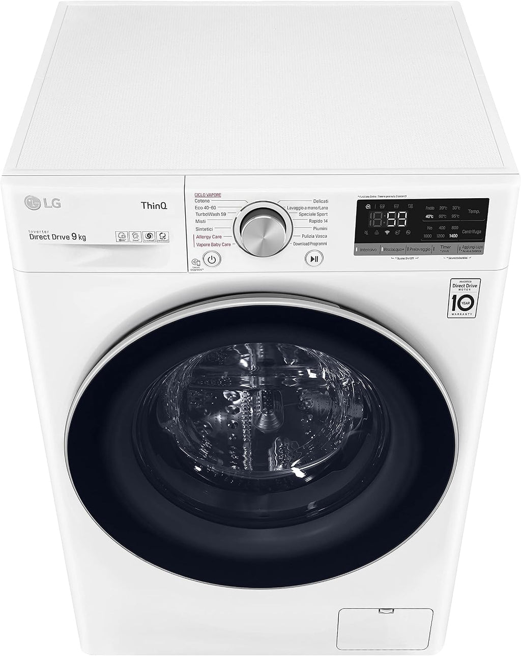 LG F4WV509S1E 9 kg AI DD™ – Intelligente Inverter-Waschmaschine mit Dampfreinigung, WLAN und TurboWash