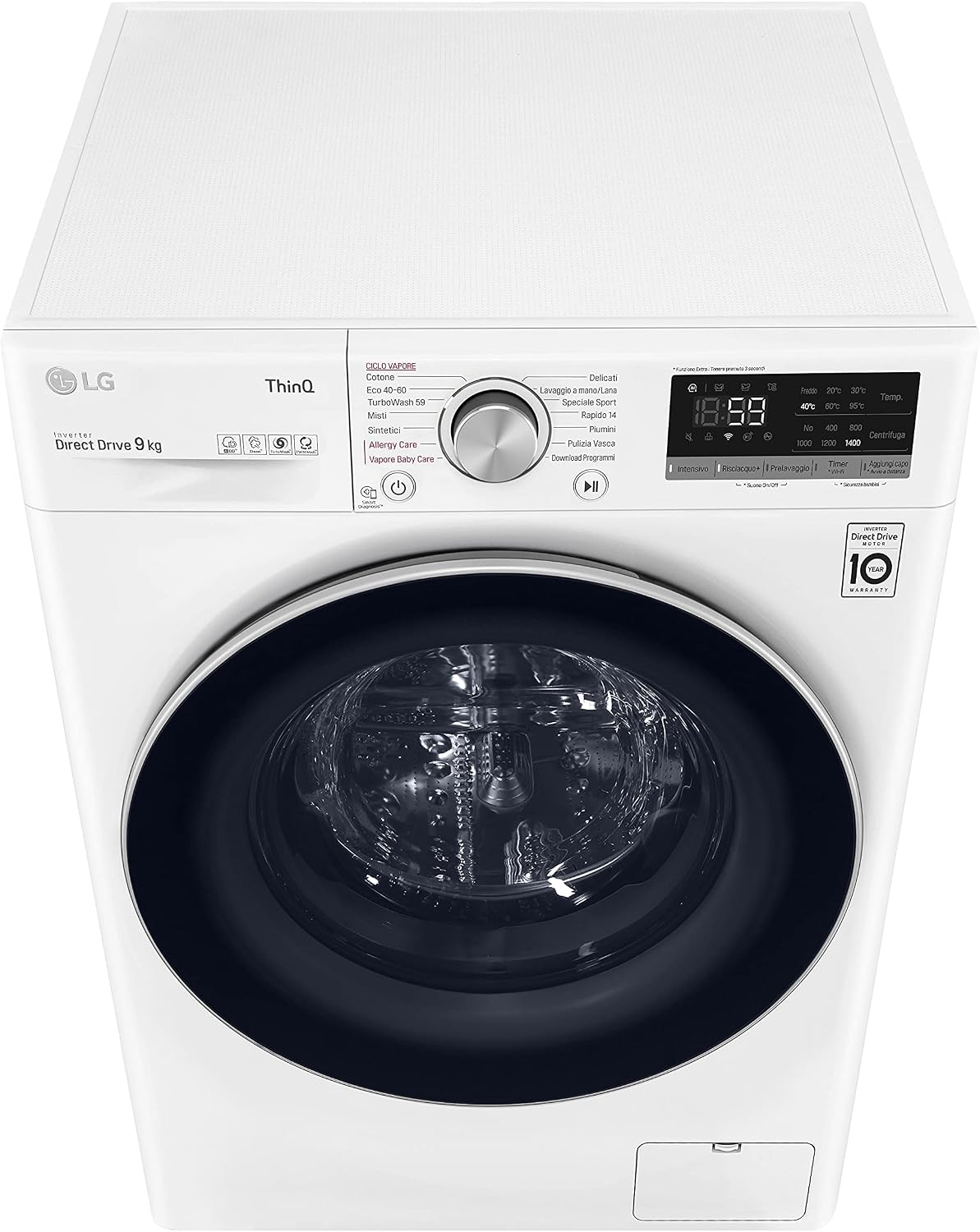 LG F4WV509S1E 9 kg AI DD™ – Intelligente Inverter-Waschmaschine mit Dampfreinigung, WLAN und TurboWash